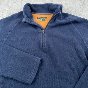 Royal Robbins Sweater Mens Large Blue 1/4 Zip Pullover Cotton Hiking Outdoors